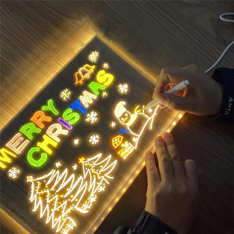 AA51 LED Note Board For Kids Gift For Scratch Adjustable Erasable Letter Message Board