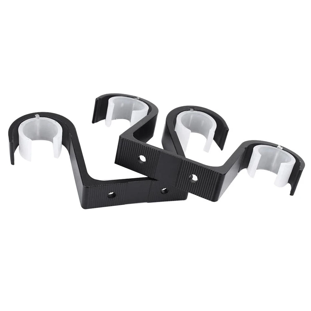 2Pcs Double Curtain Rod Brackets Ceiling Mount Supports Aluminum Alloy Black