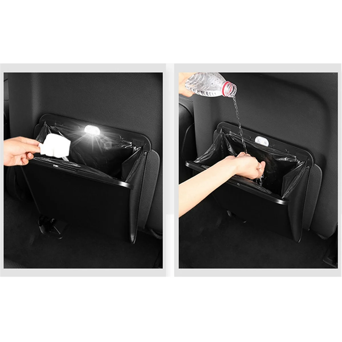 LEDライト付き磁気ゴミ箱 Tesla Model 3/Y 2024用、後部座席吊り下げゴミ箱-T45C