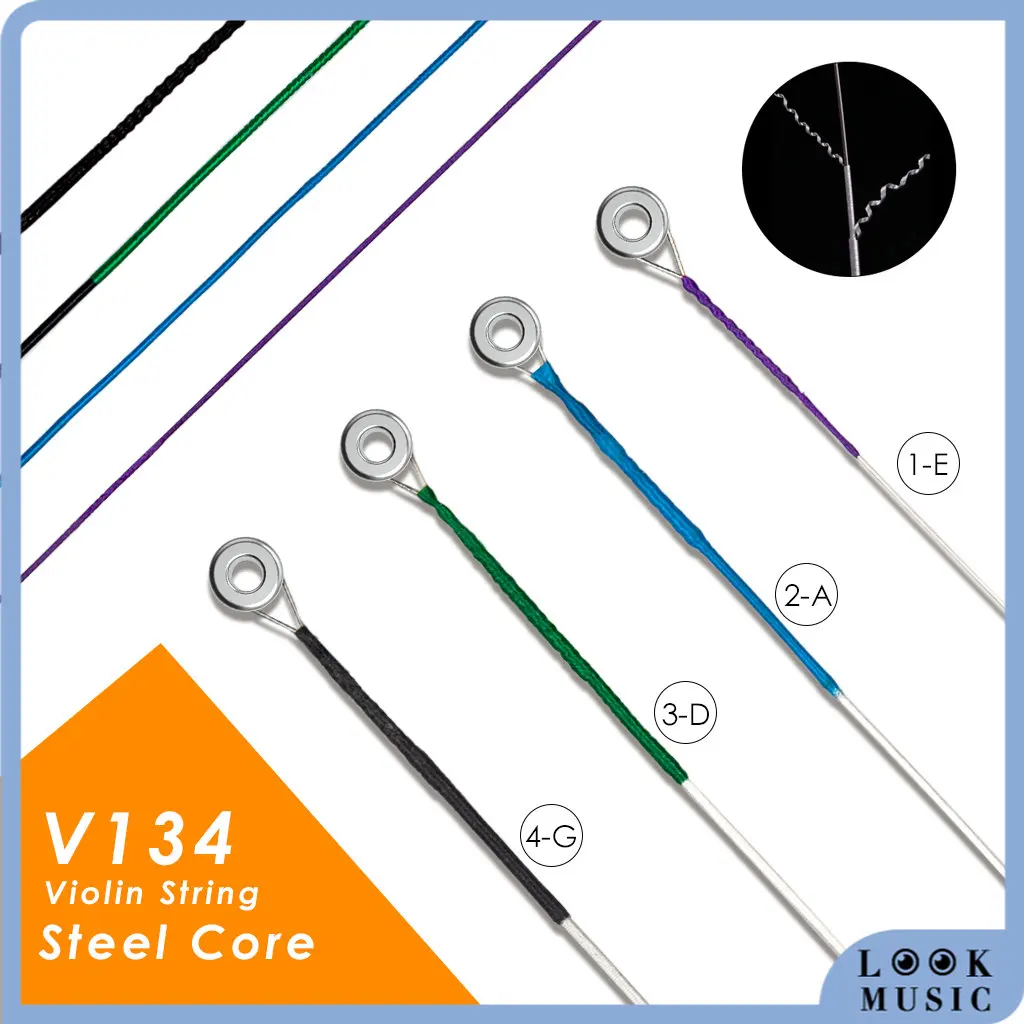 A Pack 4/4 3/4 Violin Strings E-A-D-G Steel Core Aluminum Alloy Steel Strings Wound Fiddle Strings Instruments Parts V134 SET