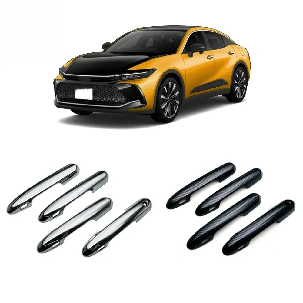 

Car Decoration Stickers Accessories Door Handle Bowl Cover Trim Paste Style Glossy Black For Toyota Crown 2023 Car Upgrade