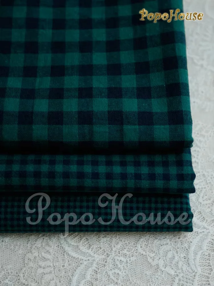 140x50cm Vintage dunkelgrüner kariert-gestreifter Baumwollstoff für ZAKKA Tischdecke, Kleid, Hemd, Nähstoff – Detail 3