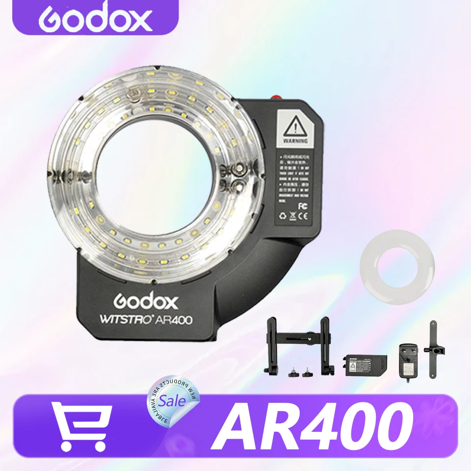Кольцевая макро-вспышка Godox AR400 400Ws 5600K с LED-подсветкой HSS S1/S2 для макросъемки, портретов, свадебных съемок, совместима с Canon, Nikon, Sony DSLR