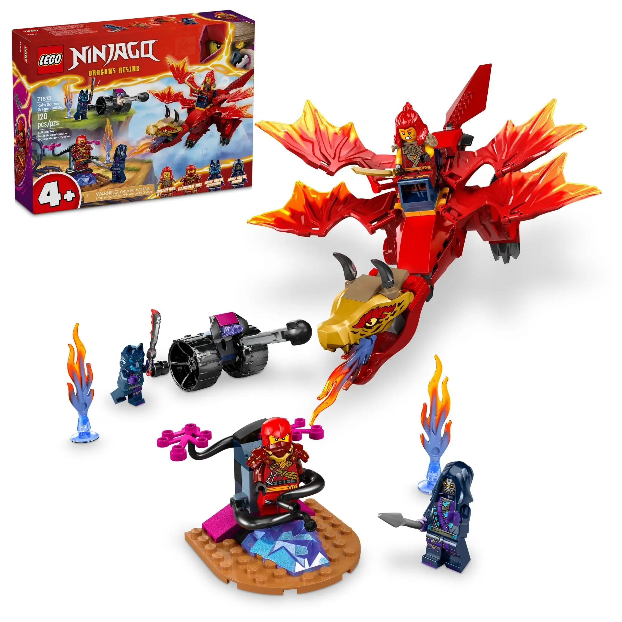 LEGO® NINJAGO Kai’s Source Dragon Battle 71815 Ninja Adventure Playset with 4 Minifigures Buildable Model with Posable Figure