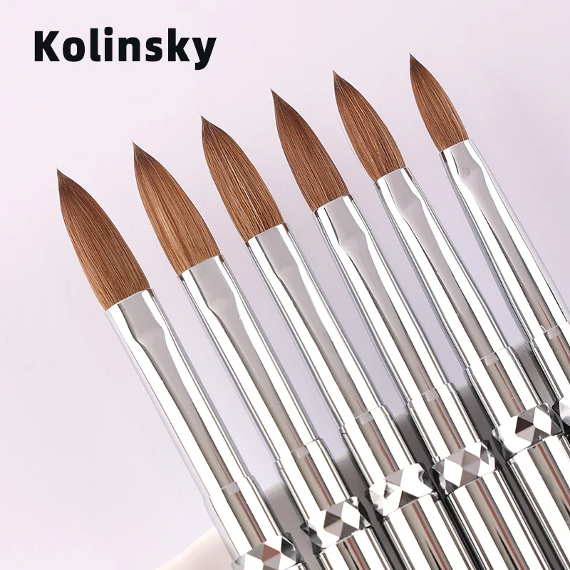 

1PC Stainless Steel Handle Kolinsky Sable Nail Art Brush for Acrylic UV Gel Extensions Nail Polish Painting & Drawing 8#-18#