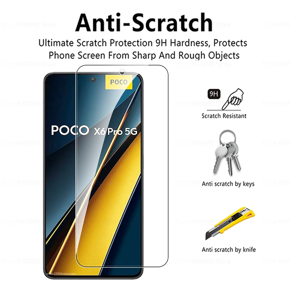 2in1 Tempered Glass Case For Xiaomi Poco X6 Pro Screen Protector Pocophone Poko X6 X 6 X6Pro 6.67\'\' Camera Lens Protective Film