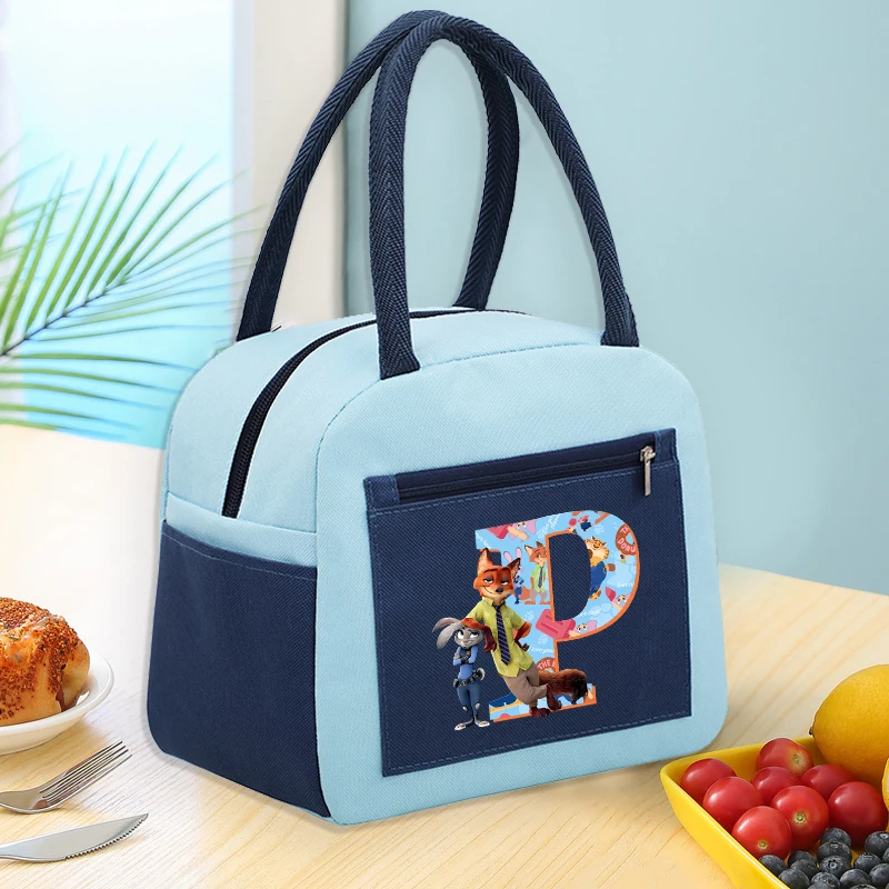 

Сумка для обеда Zootopia Disneys, детская новая кавайная сумка с надписью A-Z, сумки для бенто, студенческая школьная изолированная сумка для пикника, детский подарок