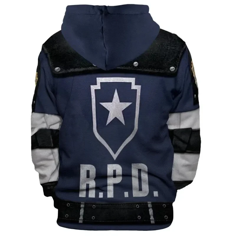 Nuevo Disfraz de Cosplay Resident Evil 2: Leon Scott Kennedy - Sudadera con Capucha y Chaqueta con Cremallera para Halloween