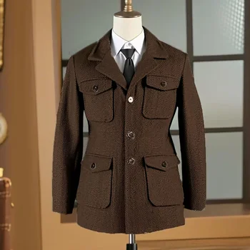 Veste de chasse britannique pour hommes, manteau de Sport ré...