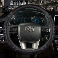 Carbon Fibre Leather Car Steering Wheel Cover For Toyota Fortuner 2016-2019 2021 2022 Hilux 2015-2019 2020 2022 Auto Accessories