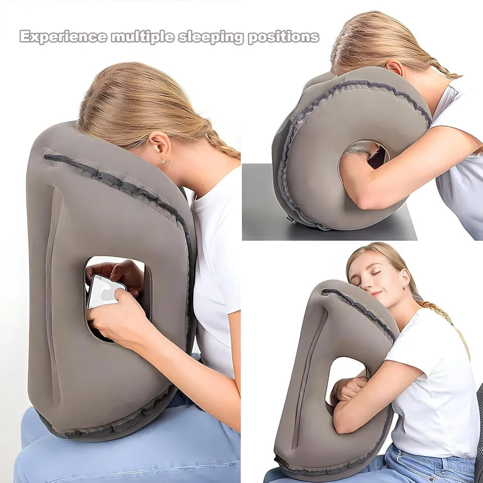 Inflatable Travel Sleeping Bag Portable Cushion Neck Pillow For Men Women Outdoor Airplane Flight Train Sleeping Easy image 4