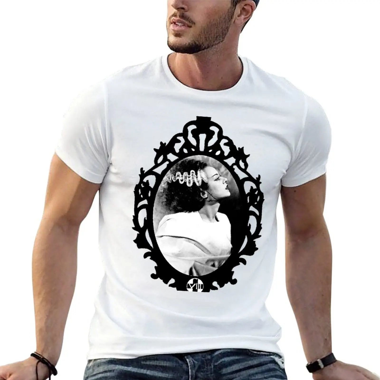 

framed cotton pack for of white T-Shirt package for man black t t-shirt man Vintage plain Bride shirts Frankenstein