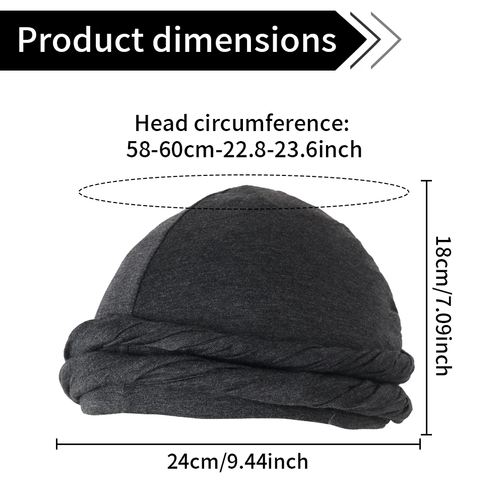 1Pc Vintage Turban for Men Vintage Head Wraps For Men Stretch Modal And Satin Turban Scarf Tie For Hair