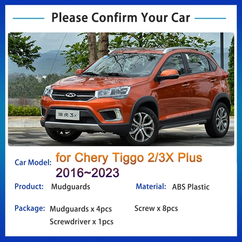Imagen 2 del producto Guardabarros para Chery Tiggo 2 3X Plus 2016 2017 2018 2019 2020 2021 2022 2023 accesorios guardabarros protector contra salpicaduras SUV guardabarros trasero