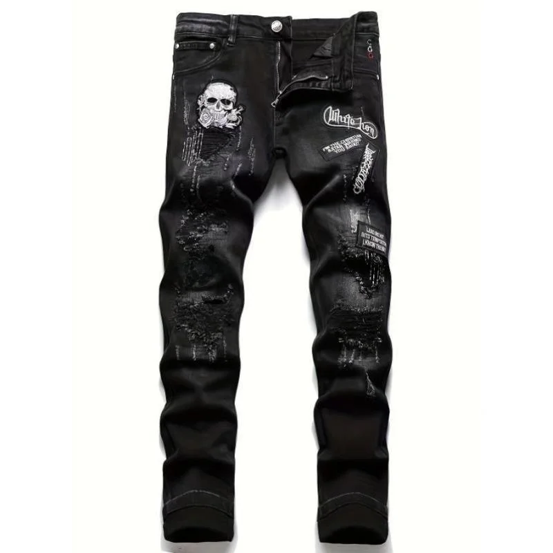 

Faionable Men's Denim Jeans Sli Autumn Season Extra Wide Fit Fce Lined V-Ne ort Sve Youth Trendy Cargo Pants