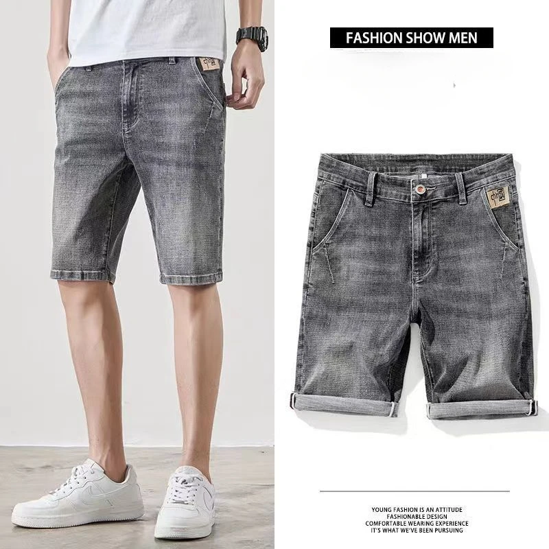 Sommer Slim Denim Casual Jeans für Männer trend ige solide Cowboy Shorts mit Stretch Jeans koreanischen Stil Kleidung Designer kurze Hosen