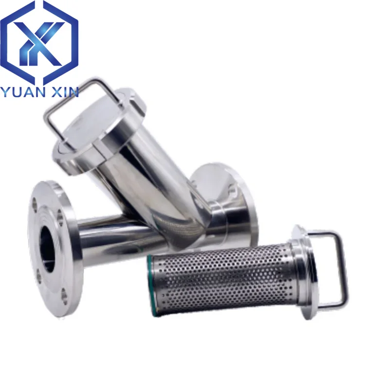DN15 Dn20 DN25 DN32 Flange type Y-type filter Sanitary flange filter SS304 stainless steel oblique flange filter