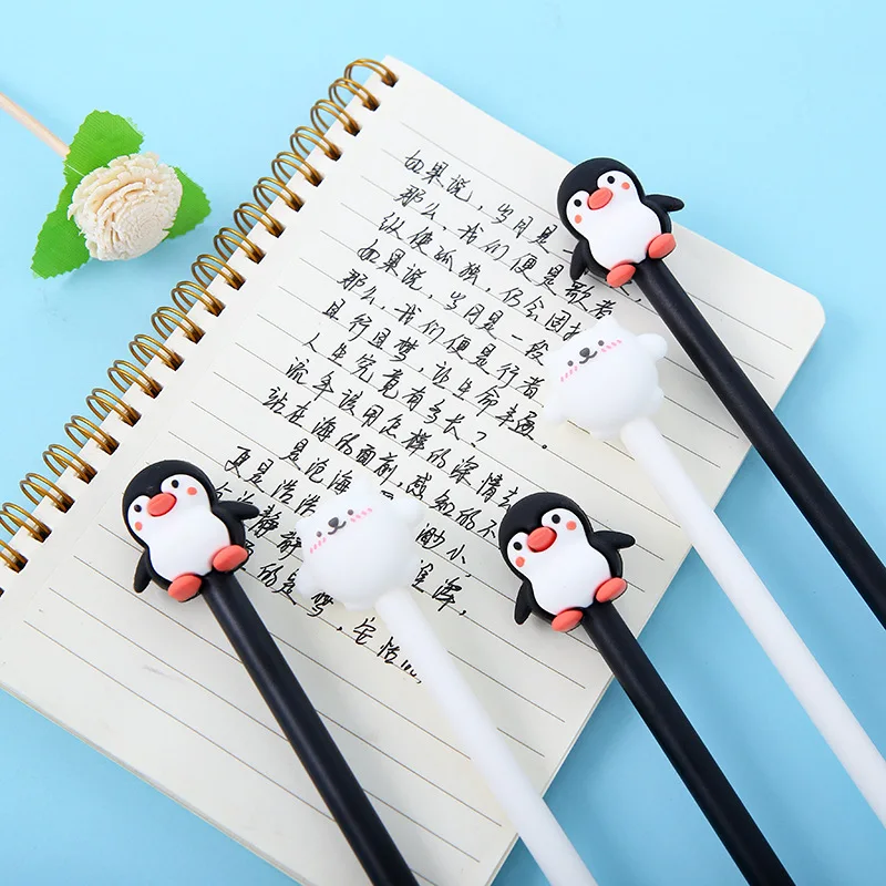 36 pcs/lot Kawaii Polar Bear Penguin Gel Pen For Writing Cute 0.5mm Black Ink Pen Gift Stationery Office School Supplies