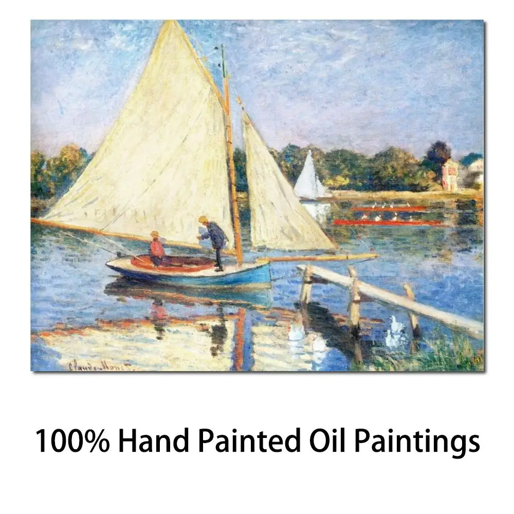 

Claude Monet Art Collection Boaters at Argenteuil Oil Painting Canvas High Quality Hand Painted