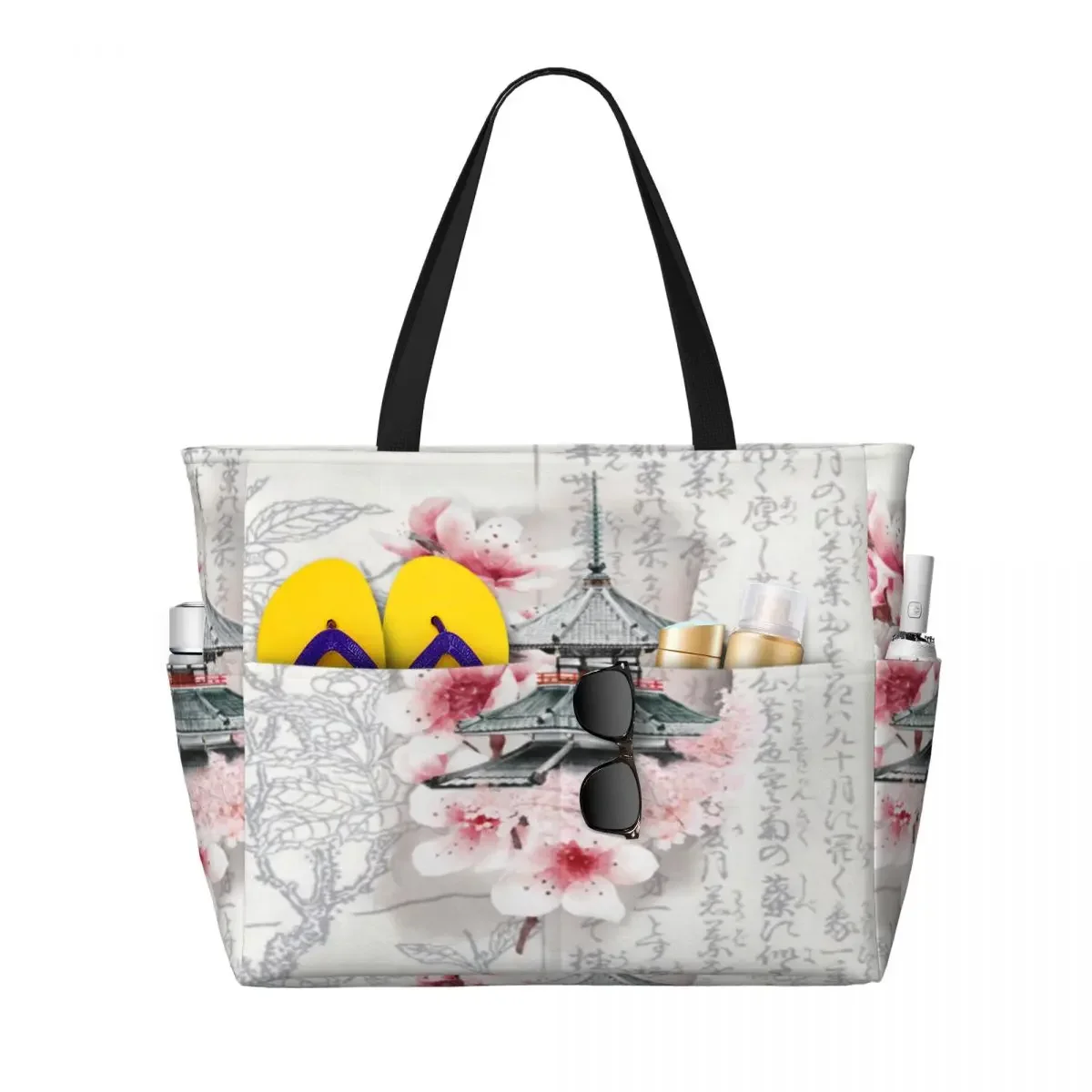 Torba podróżna Vintage Japanese Temple Beach, Tote Modern Shopping Daily Shoulder Multi-Style Pattern