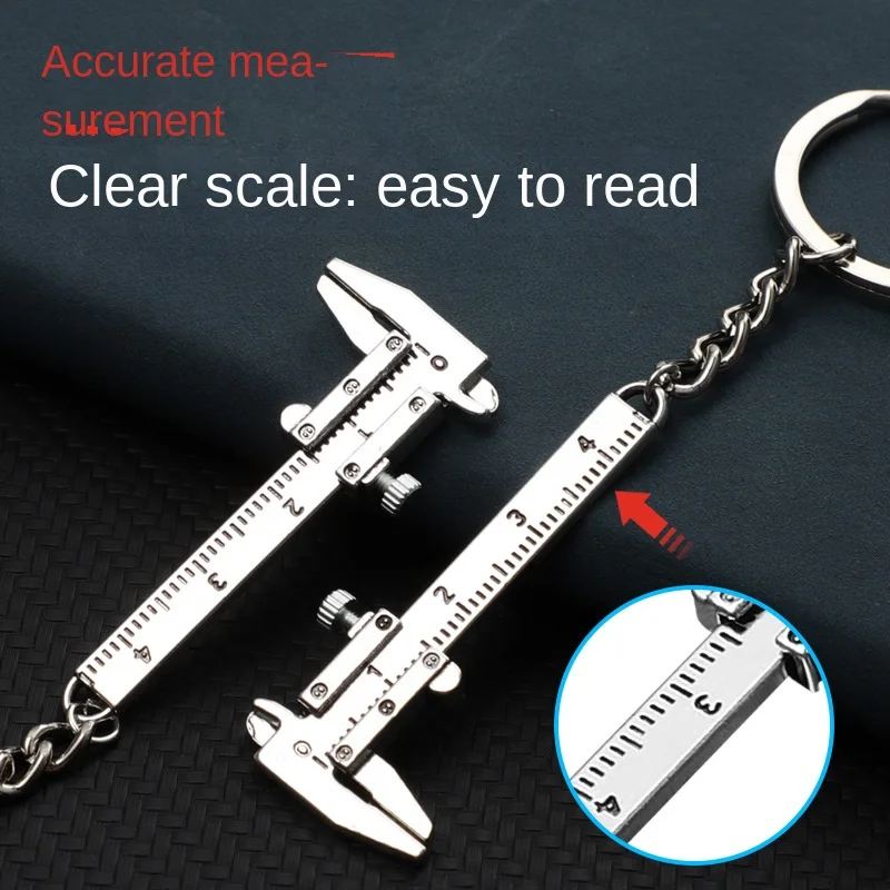 Portable High-Precision 50mm Mini Vernier Caliper Zinc Alloy Compact Pendant Accessory Precision Measuring Tool  Small Objects