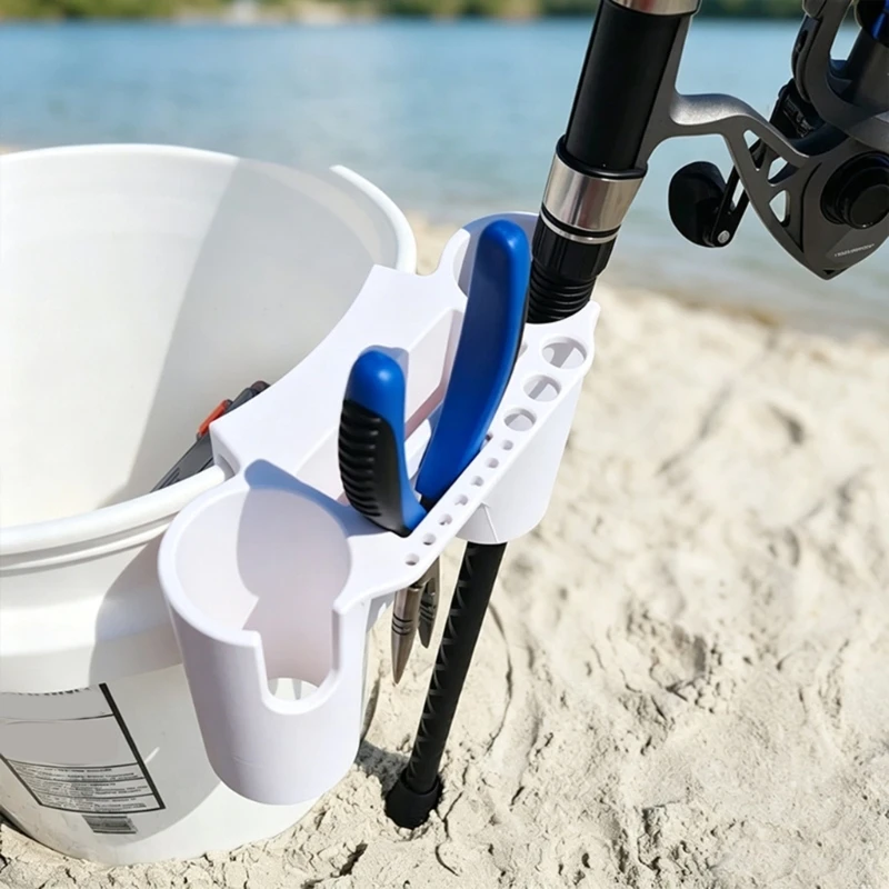 Fishing Rod Bucket Mount Bracket for Lake and Pond Fishing, Bucket Mounted Rod Rest with Two Section Support Guide 69HD
