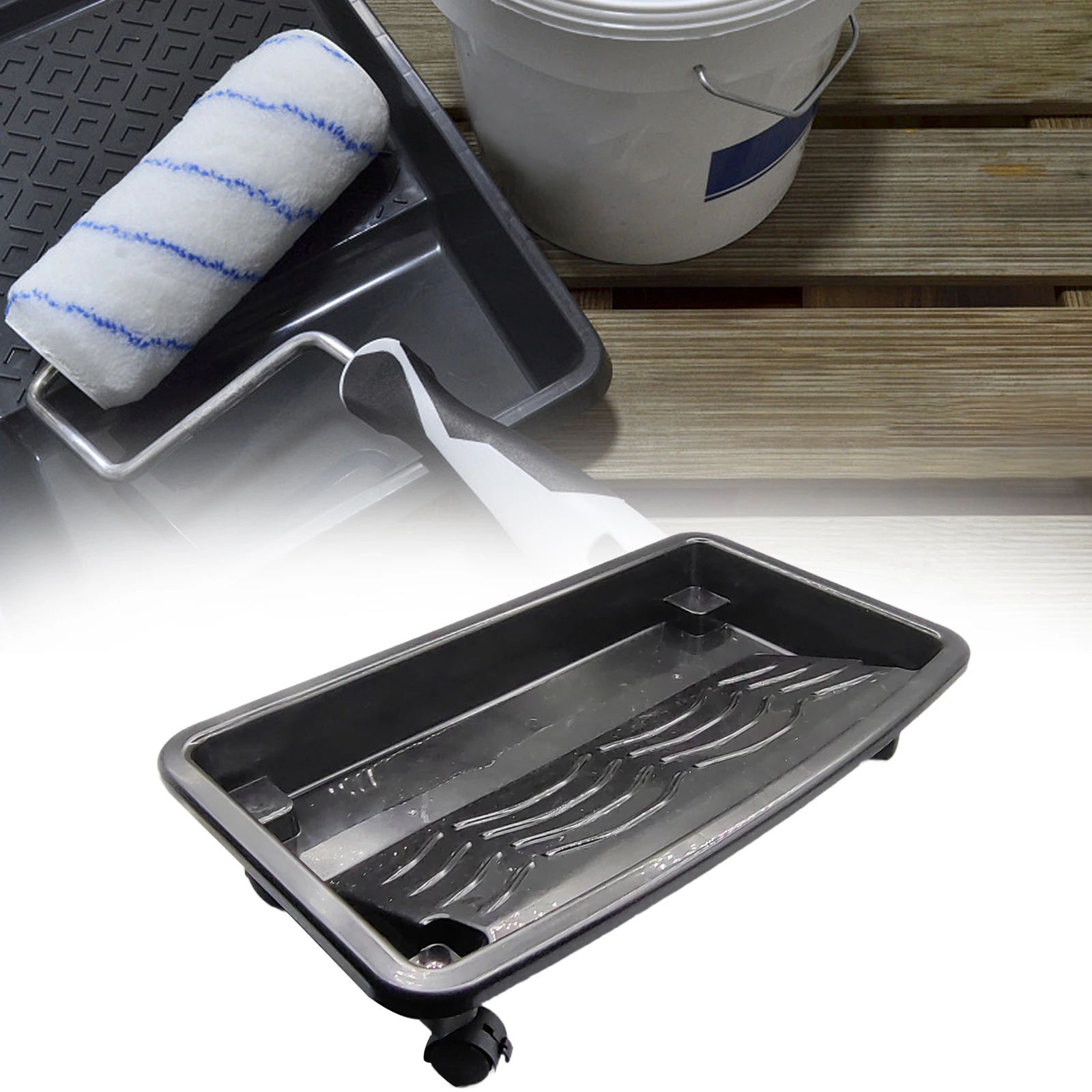 Paint Roller Tray Paint Cup with Wheels Wall Decor Roller Brush Holder Multifunctional Painting Supplies Paint Tool