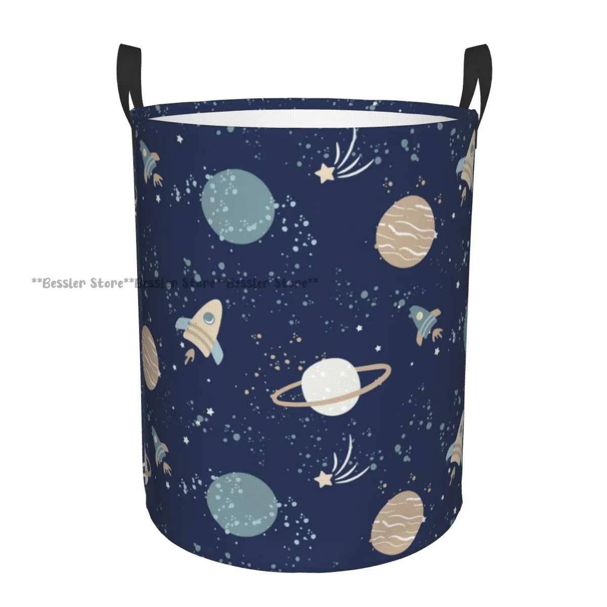 Cartoon Space Rockets Planets And Stars Waterproof Storage Bag Household Dirty Laundry Basket Folding Clothes Organizer