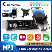 Camecho 1 Din In-Dash Car MP3 Player Bluetooth FM Radio Support TF Card/USB Charging AUX-IN Car Radio with Phone Holder