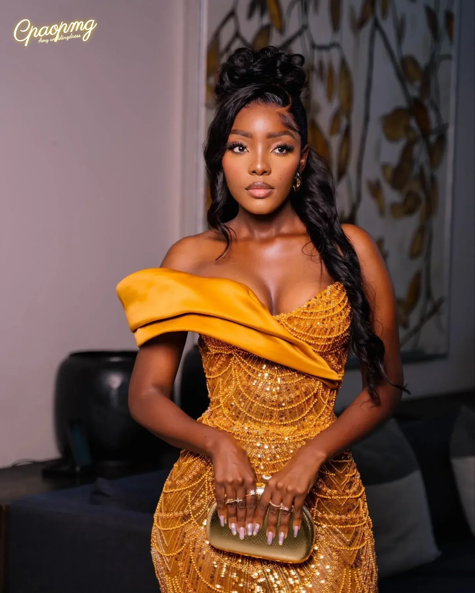 Aangepaste Plus Size Uit De Schouder Afrikaanse Zeemeermin Avondjurken Kralen Cocktailjurken Feestjurken Vrouwen robes de soirée