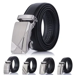 Mens PU Belt Business Casual Versatile Metal Automatic Buckle Belt Fashion Durable Suit Pants Belt Clothing Accessories