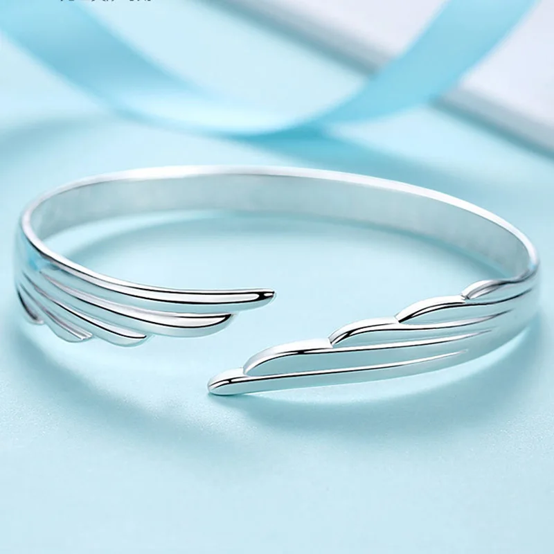 925 Sterling Silver Wing Cuff Women's Bangles Bracelets Wedding Luxury Quality Jewelry Accessories Wholesale Free Delivery