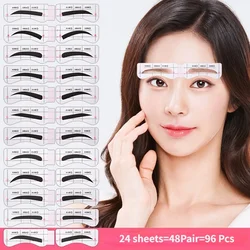 24 Sheets Lazy Quick Eyebrow Stickers Card Template Aids Guide Tattoos Makeup Tools Adjustable