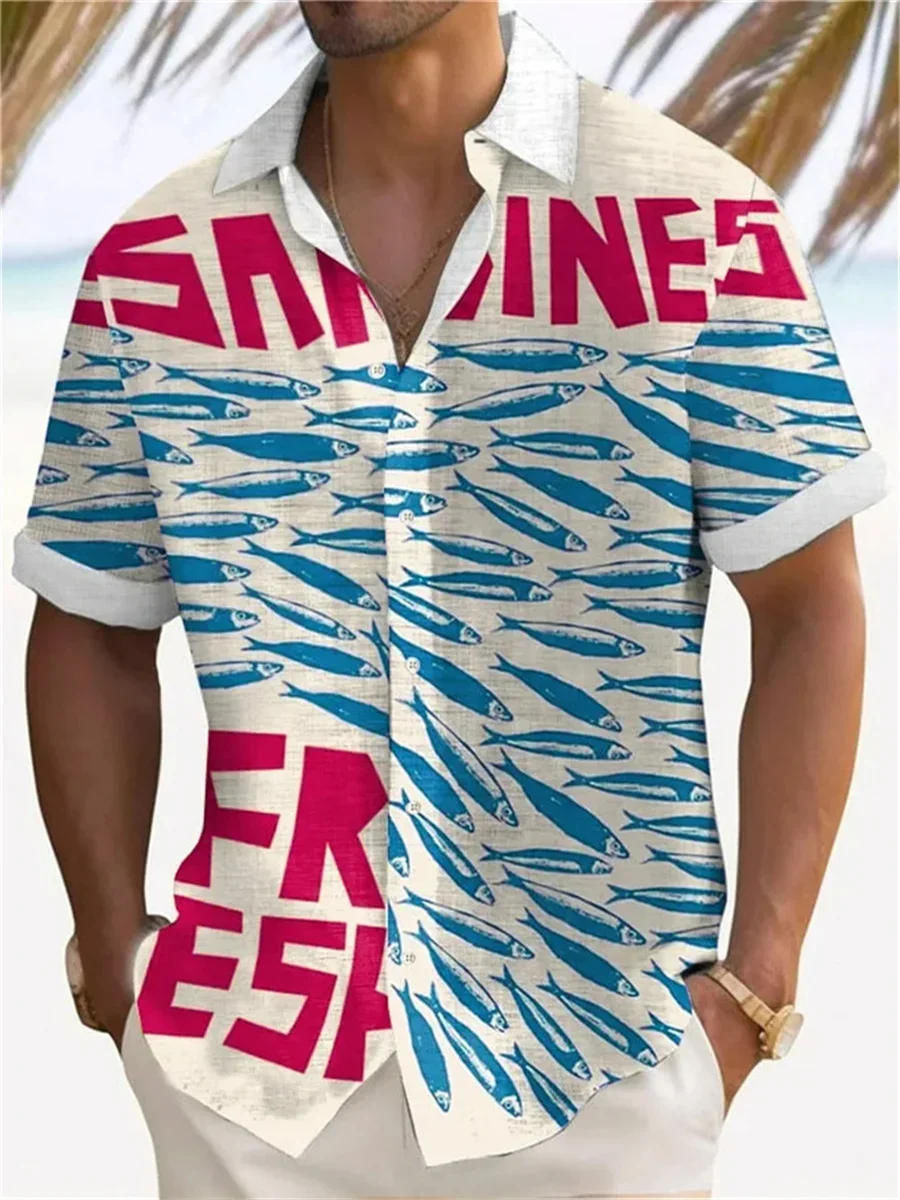New arrival men's shirt digital printing casual loose cardigan large size short-sleeved lapel shirt Hawaiian shirt men's tops