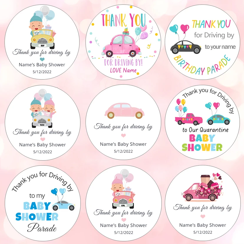 

Quarantine Birthday Party Stickers Custom Text Drive Through Baptism Baby Shower Party Favor Stickers Thank You Gift Lables