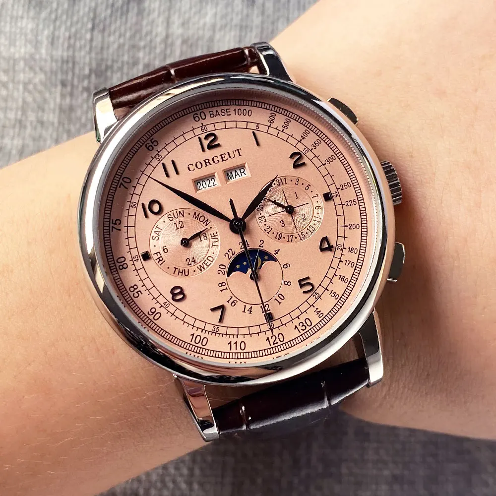 Ourui Orologio Uomo Al Quarzo – Quadrante Grande 49mm, 3 Piccoli Quadranti, Calendario, Blu Argento - 3