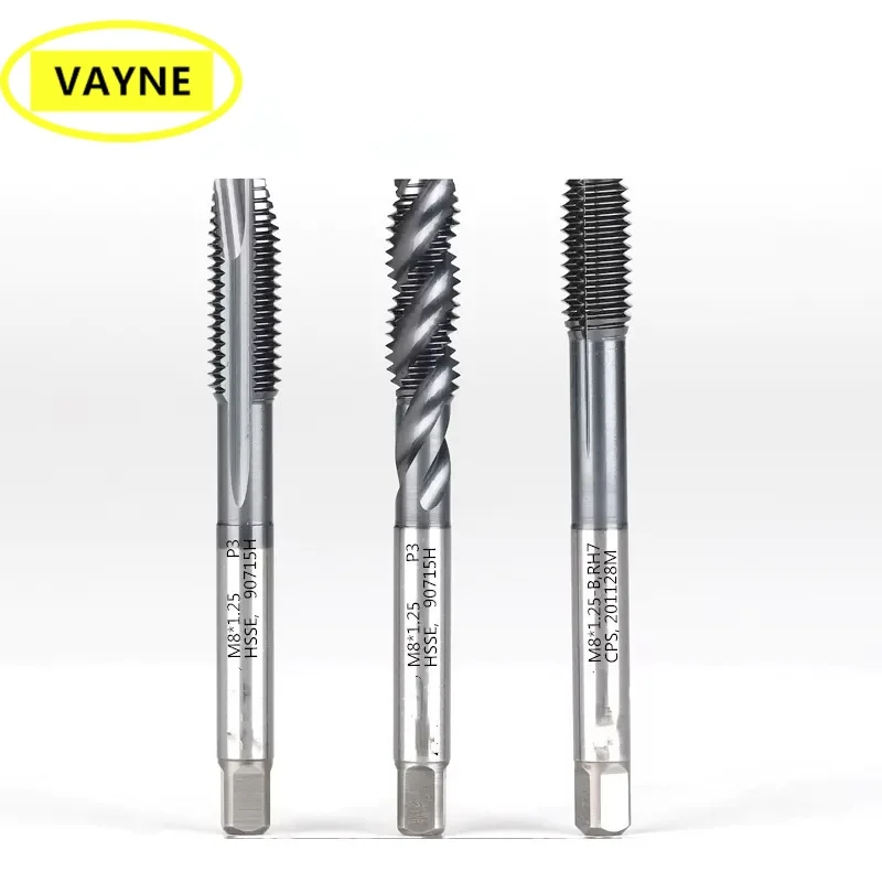 VAYNE HSSE Metric Spiral Fluted Tap with TICN M1M2M2.5M3M4M5M6M8M10M12M14M16 X0.25 0.35 1.25 1 1.75Machine Screw Fine Thread Tap