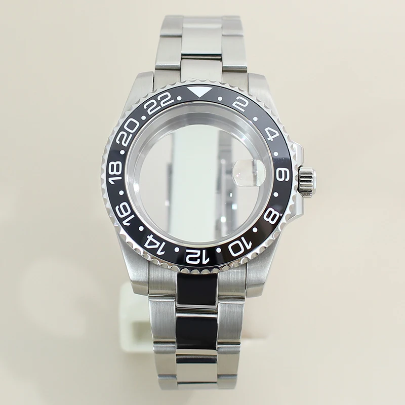 PVD Rose Gold 40mm Diver Watch Case Polished Strap Ceramic Bezel For GMT NH35 NH36 NH34 NH38 Miyota 8215 Eta 2824 Sapphire Glass