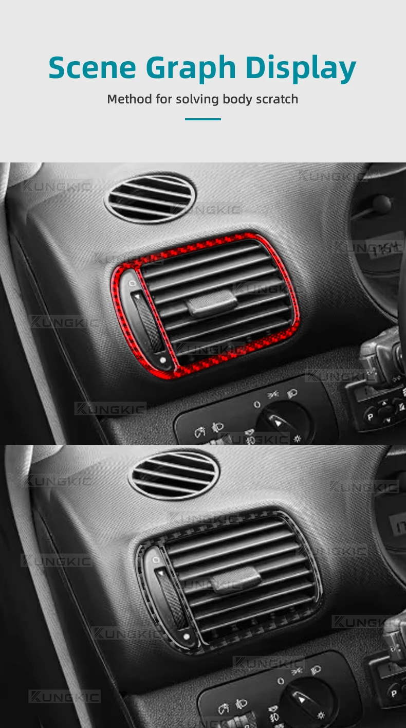 Echter Weicher Carbonfaser-Aufkleber für Seat Leon MK1 1M 1999 2000 2001 2002 2003 2004 Auto Mittelkonsole Seiten-Luftauslass Zubehör – Detail 9
