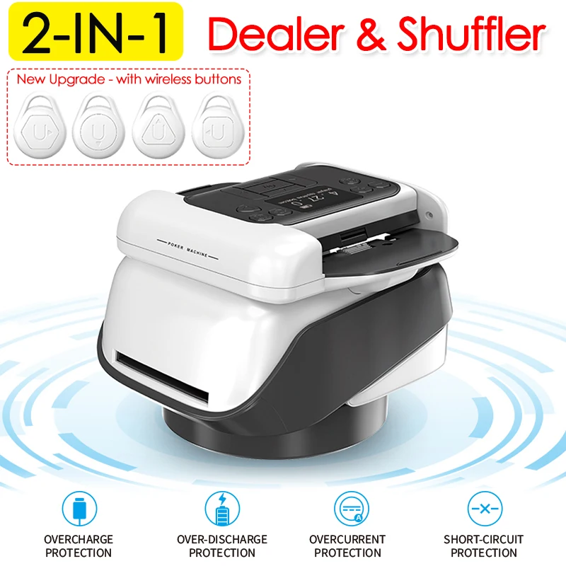 360° Rotating 2 In 1 Playing Cards Shuffling Dealing Tool Automatic Card Shuffler And Dispenser with 4PCS Buttons Poker Tool Kit