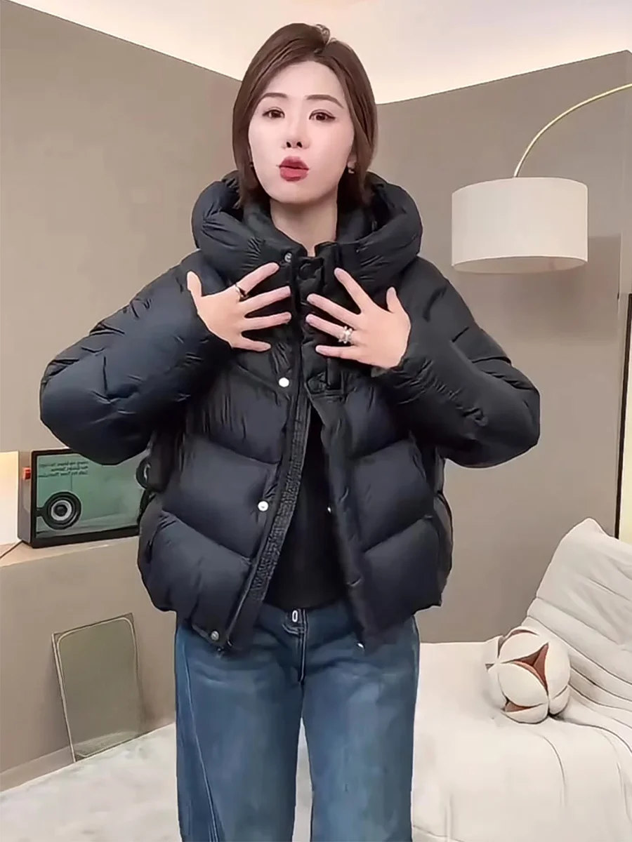 

Повседневная женская зимняя утепленная куртка-пуховик с капюшоном, приталенная, белая, с наполнителем из утиного пуха, с несъемным капюшоном