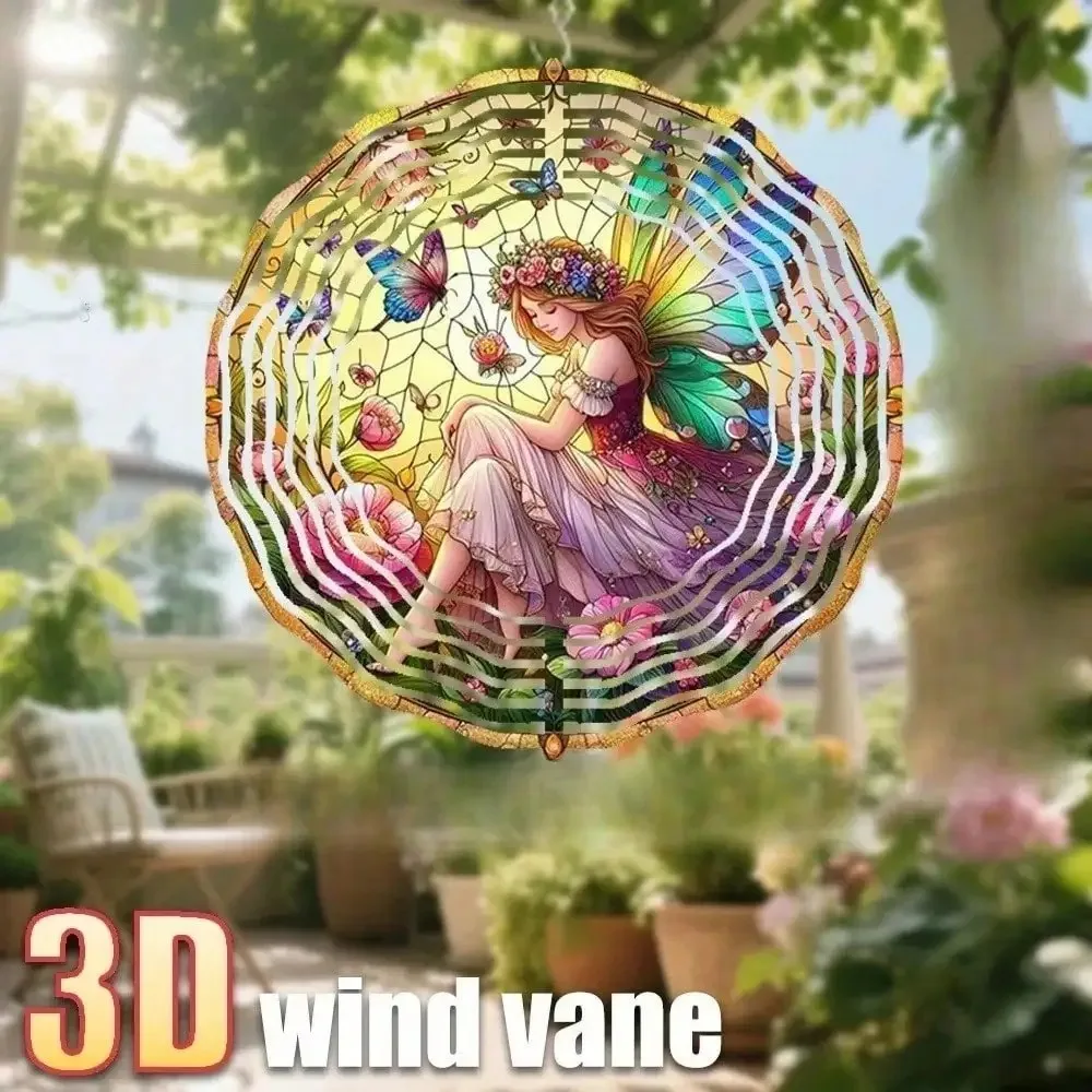 CIFBUY Wind Chimes Metal Outdoor Garden Decor Waterproof Anti Fade 3D Stained Glass Butterfly Art for Patio Yard Home