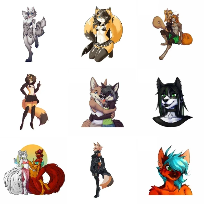

Cute Cartoon Furry Femboy Wolf Car Stickers Personality DIY Custom Printing Window Trunk Vinyl Decal Waterproof Car Accessories