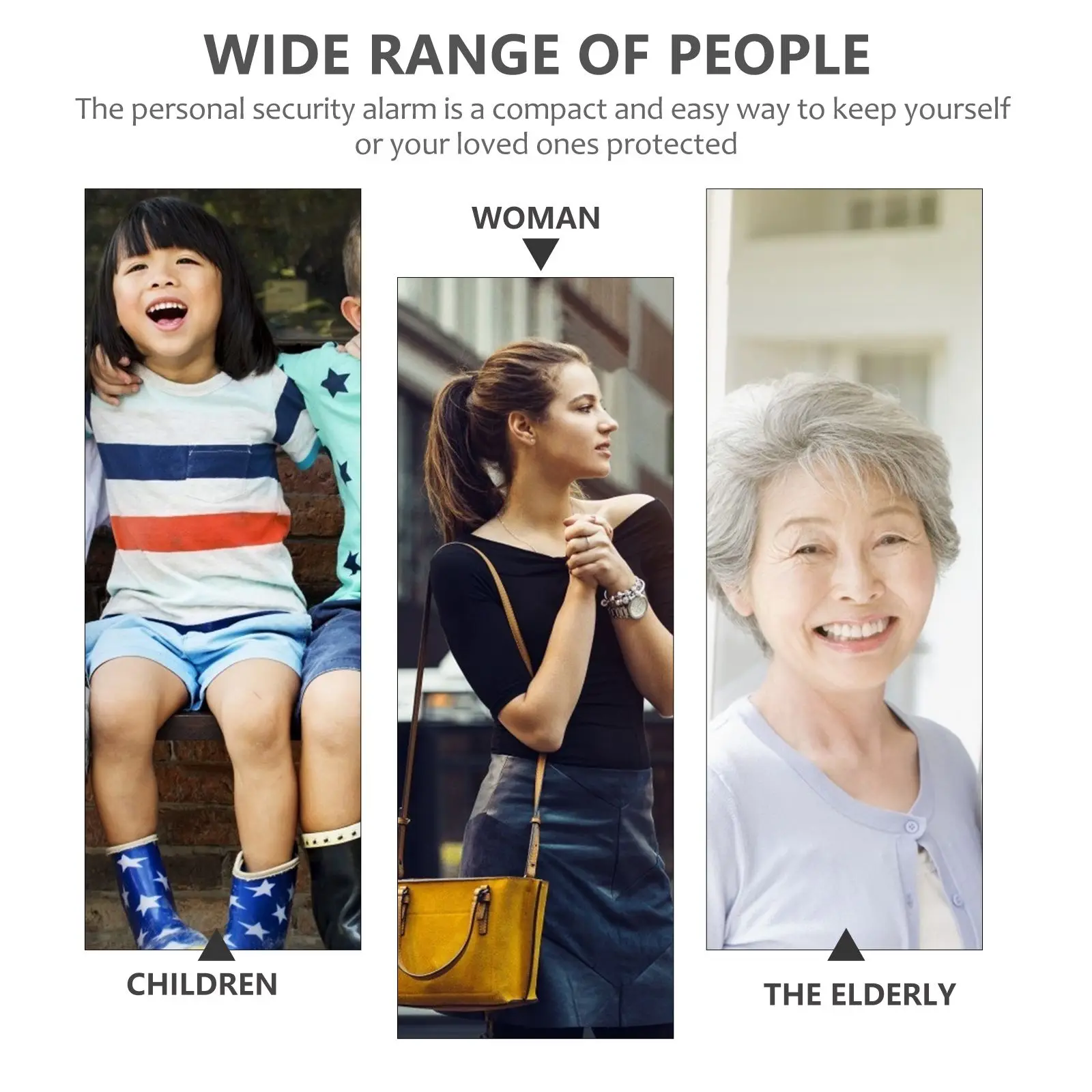 Personal Alarm Security LED Light Sound Women Kids Elder Safety Emergency Key Chain Travel Outdoor Activity