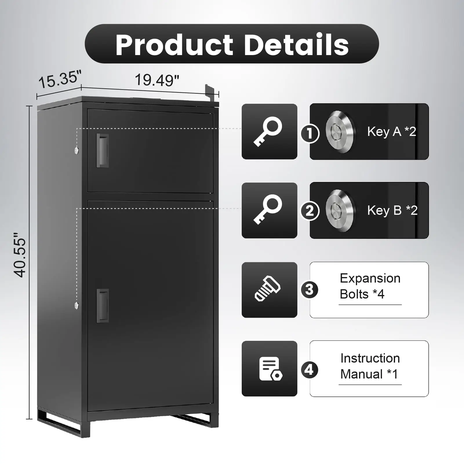 Large Package Delivery Box for Outside, 40.55'' Anti-Theft Locking Parcel Drop Box, Waterproof Dual-Drop Ports Outdoor
