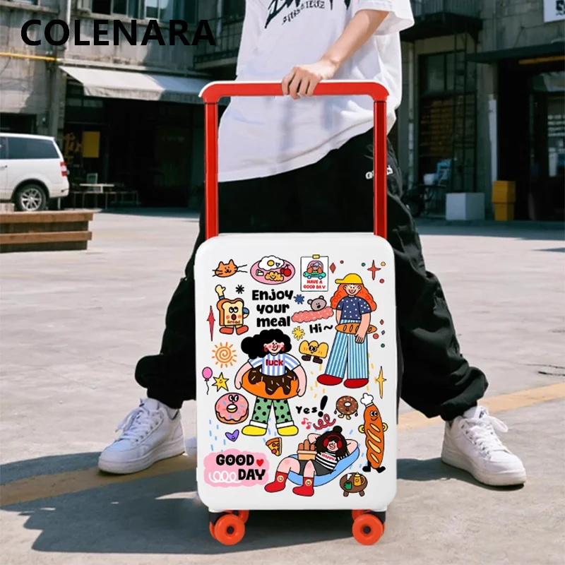 

COLENARA Handheld Travel Suitcase 20 Inches ABS + PC Boarding Box 24" Women's Trolley Case Students Universal Wheel Luggage