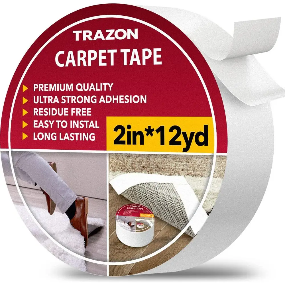 Carpet Tape Double Sided - Rug Tape Grippers or Hardwood Floor Area Rugs - Strong Adhesive Removable Grip Tape, Heavy Duty Stick