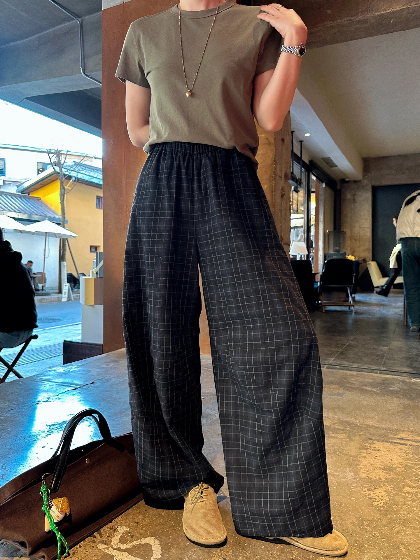 

Женские повседневные брюки свободного кроя Liberlin Sisy: новинка весенней коллекции, широкие штанины, хлопок, силуэт «фонарь»