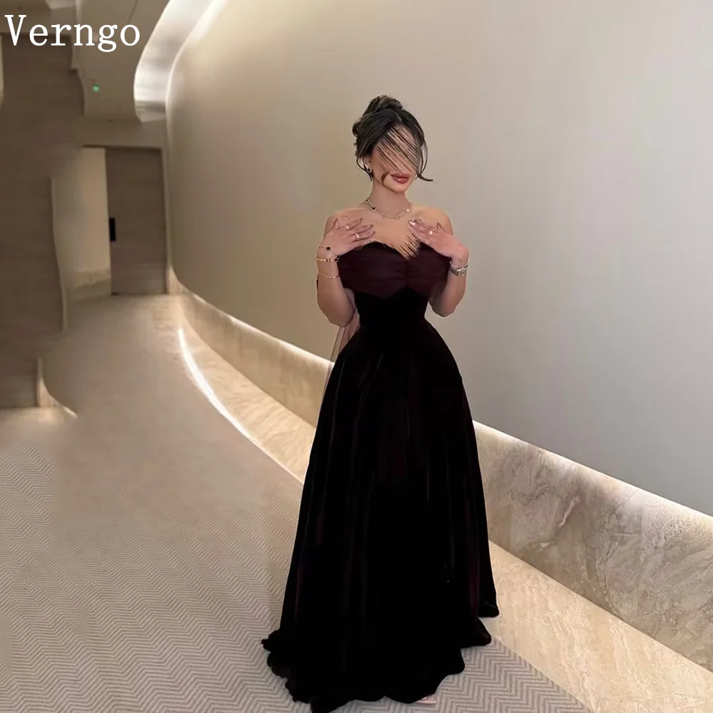 

Verngo Burgundy Tulle Evening Dress Off The Shoulder A Line Prom Gowns Women Formal Arabic Eid Prom Party Dress Customized