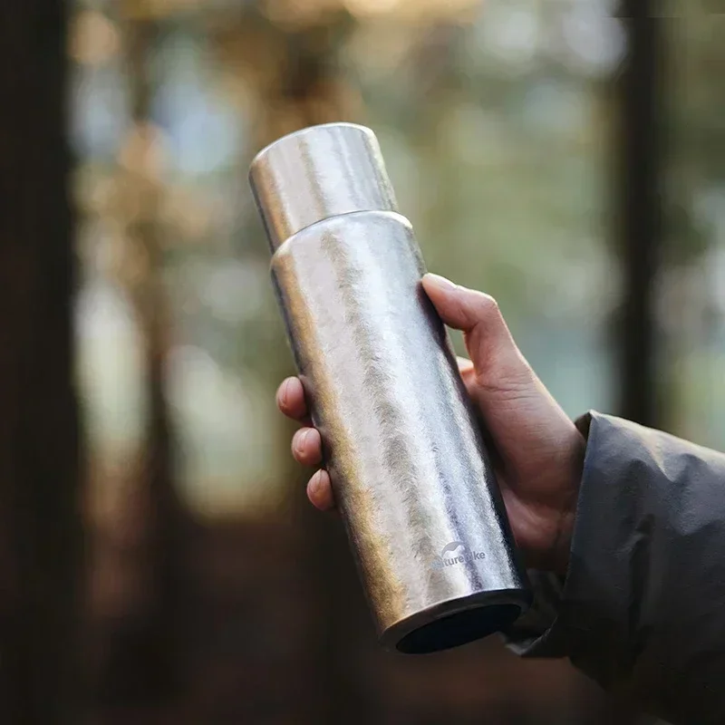 Naturehike 600ml Double Layer Pure Titanium Thermos Cup Sports Water Cup Riding Fitness Kettle Portable Outdoor With Strainer